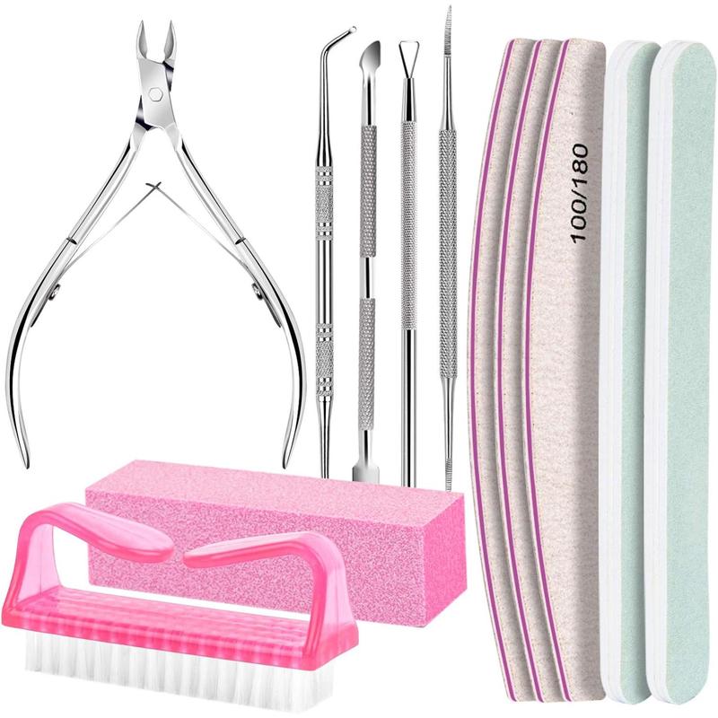 Nail Care Tool Kit, Nail Files 100 180, Nail Buffer Block, Cuticle Nippers, Cuticle Trimmer, Cuticle Pusher, Nail Lifter for Ingrown Toenails, Nail Tools, Nail Kit, Pedicure & Manicure Tools