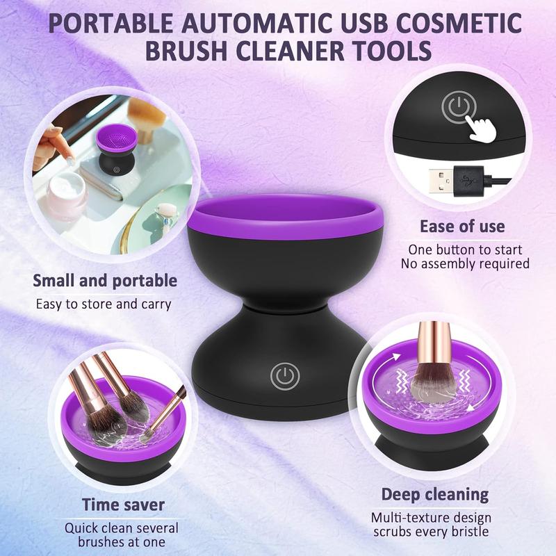 Electric Makeup Brush Cleaner- Make Up Brush Cleaner Machine for Portable Automatic USB Cosmetic Brush Cleaner Tools, Brush Cleaner Spinner for All Size Beauty Makeup Brushes