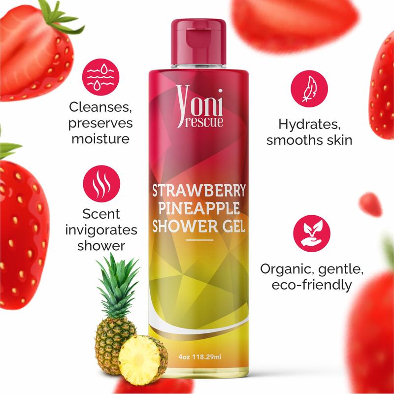 Yoni Rescue Shower Gel (4oz), Daily Use Body Wash, with Strawberry Pineapple scent by Yoni Rescue