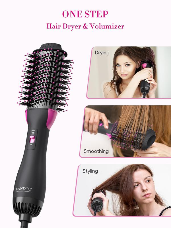 Hair Dryer Brush Blow Dryer Brush in One - Plus 2.0 One-Step Hot Air Brush - 4 in 1 HairDryer Styler and Volumizer for Drying Straightening Curling Volumizing Hair Smoothing Comfort