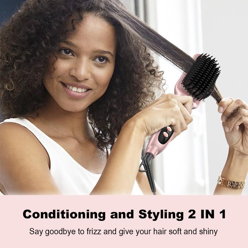 LANDOT Negative Ion Ceramic Heated Straightening Brush Smooth Salon Straightener Comfort Straightener 