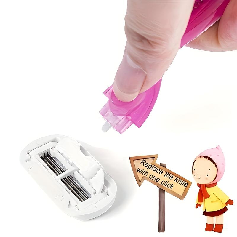 Manual Hair Removal Tool, 1 Count Razor Handle and 8 Counts 3-layer Blades Set, Bikini Manual Hair Remover Safety Razor