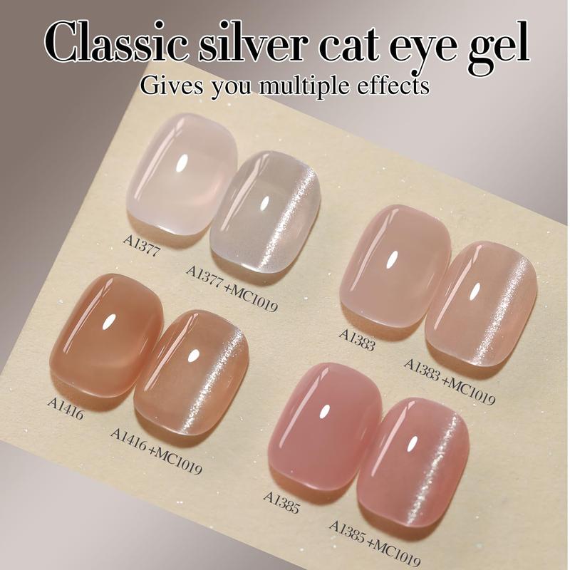 0.5 OZ Cat Eye Gel Polish with Magnet 15ML Holographic Glitter Shimmer Translucent Jelly Color Magnetic Nail Polish Salon DIY at Home (MC1019)