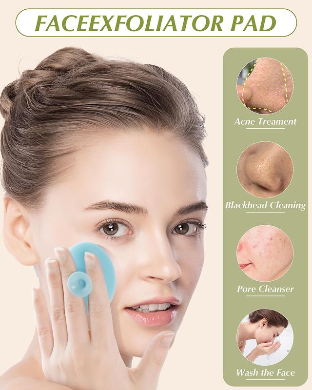 8 Pack Face Scrubber,Soft Silicone Facial Cleansing Brush Face Exfoliator Blackhead Acne Pore Pad Cradle Cap Face Wash Brush for Deep Cleaning Skin Care