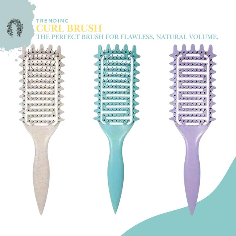 Curly Hair Defining Brush - Vented Detangling Curl Enhancing Brush for All Hair Types Haircare Durable Handle Smooth Heatless Hair Brush