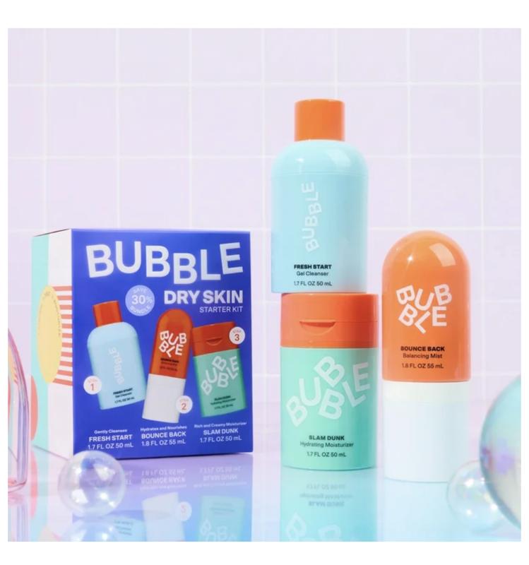 Bubble Skincare 3-Step Hydrating Routine Bundle, for Normal to Dry Skin, Unisex, Set of 3