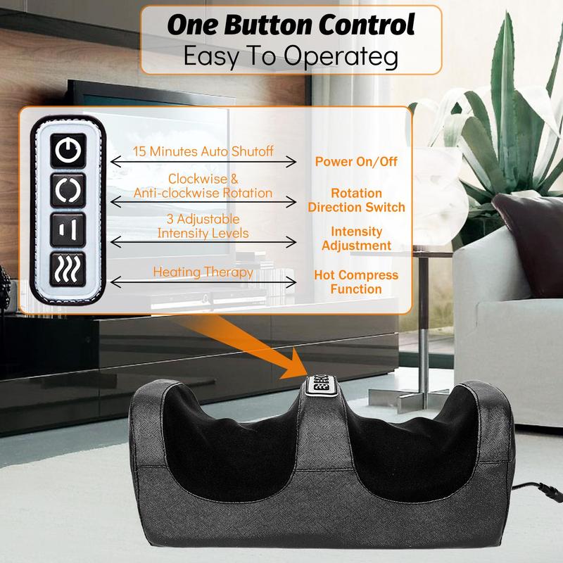 Low Price Foot Massager without Remote Control,Shiatsu Foot Massager Machine with Soothing Heat, Deep Kneading Therapy,Improve Blood Circulation and Foot Wellness,Relax for Home or Office Use(Black)