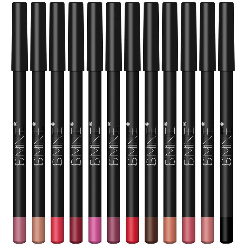 12 count Lip Liner Pencil, Nice Color Precise Lining Creamy formula Versatile Long Wood Eyeliner Lip Lining kit (Set A)