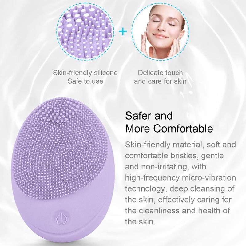 Electric Soft Silicone Tooth Facial Cleanser, Sonic Vibration Facial Deep Cleansing Brush, Gentle Exfoliation And Massage Tool