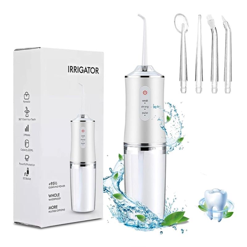 Portable Rechargeable Water Flosser for Teeth, High Pressure, 4 Jet Tips, Travel-Friendly Design