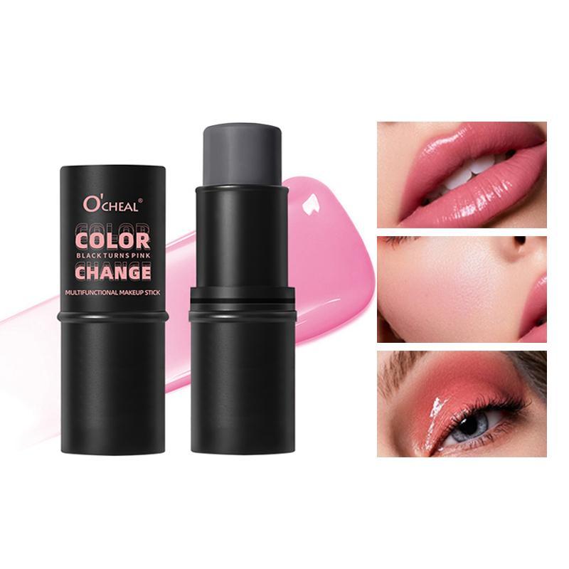 3 in 1 Color Changing Lipstick Blush Stick, Waterproof Lightweight Multi Stick Makeup for Women, Facial Makeup Product for Girls and Women