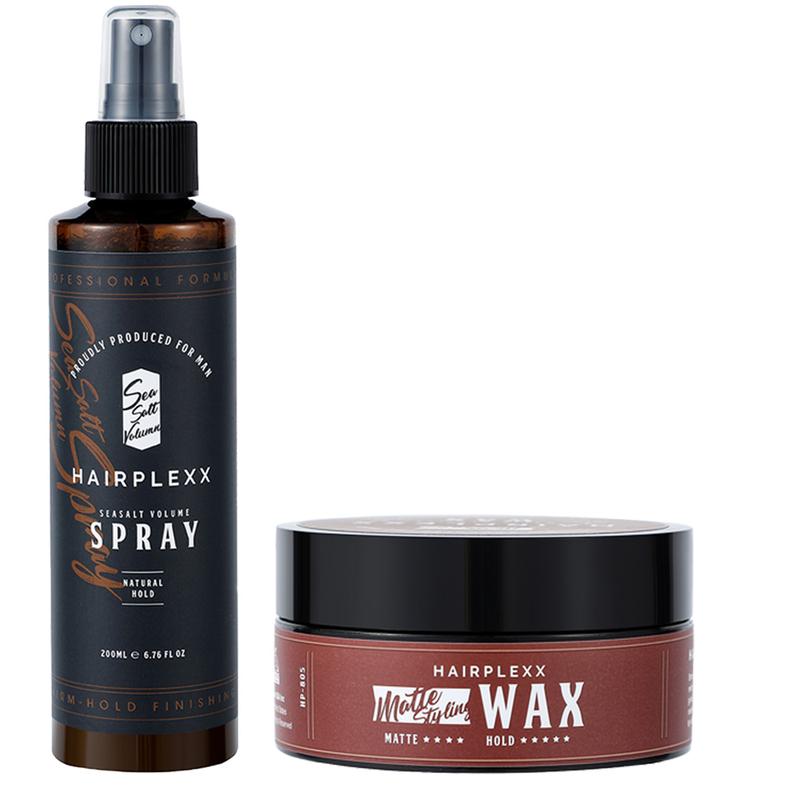 Hairplexx Bundle of Sea Salt Volume Spray and Matte Wax - Lightweight Spray with Natural Volume Look, Matte Wax to Improve Hair Texture - Paraben Free