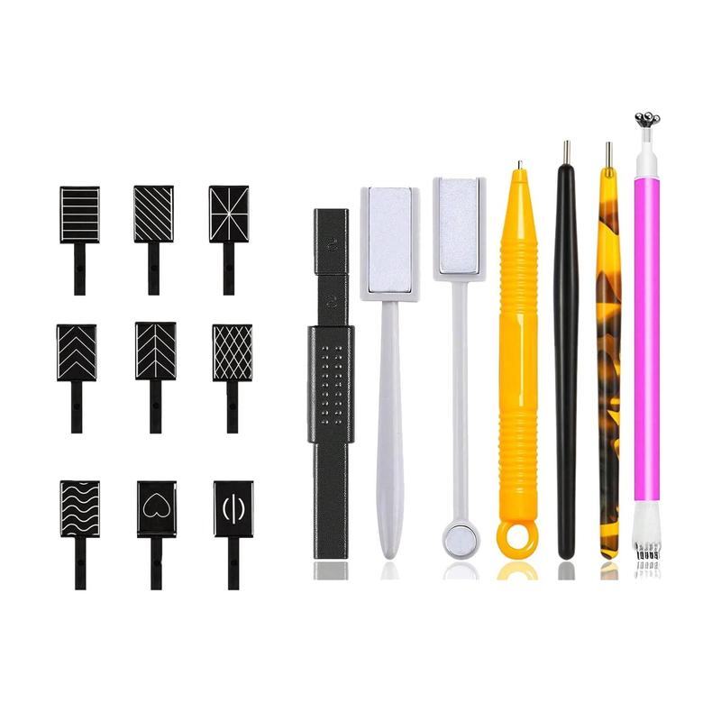 Summer Nail Art Magnet Tool Set, 16pcs set Nail Art Magnet Tool Set, Magnetic Pen, Stripe Magnet Bar, Double-headed Magnet Bar, Manicure & Pedicure Tools, Nail Art & Nail Care Products