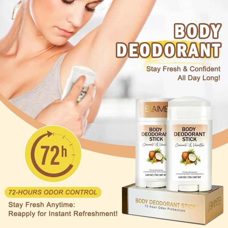 Coconut & Vanilla Scented Body Deodorant Stick, 1 Count Body Deodorant Stick for Women and Men, Fragrance Body Care Product