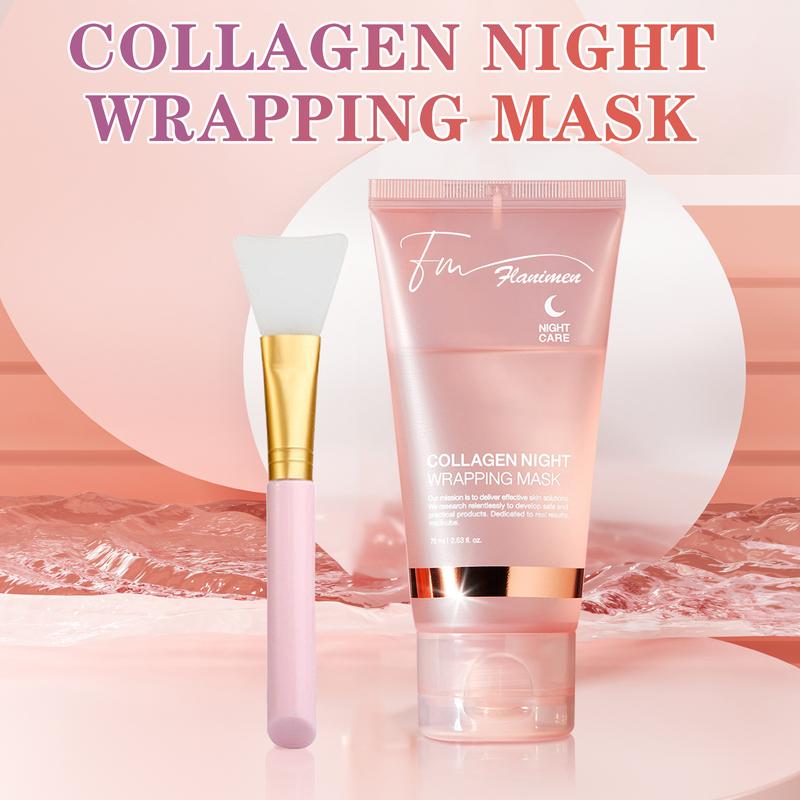 Flanimen-Collagen Overnight Packaging Peel-Off Mask-Hydrolyzed collagen, elasticity and moisturizing care, firming skin, reducing sagging and dullness, Brush Included, Collagen overnight  magic pore minimizing   Skincare Skin Repair black friday deals