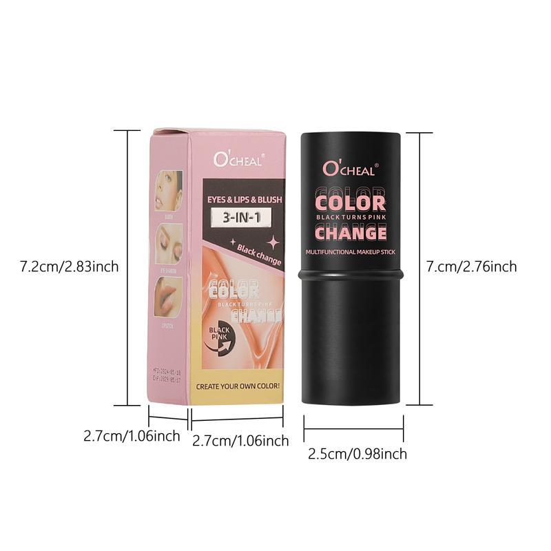 3 in 1 Color Changing Lipstick Blush Stick, Waterproof Lightweight Multi Stick Makeup for Women, Facial Makeup Product for Girls and Women