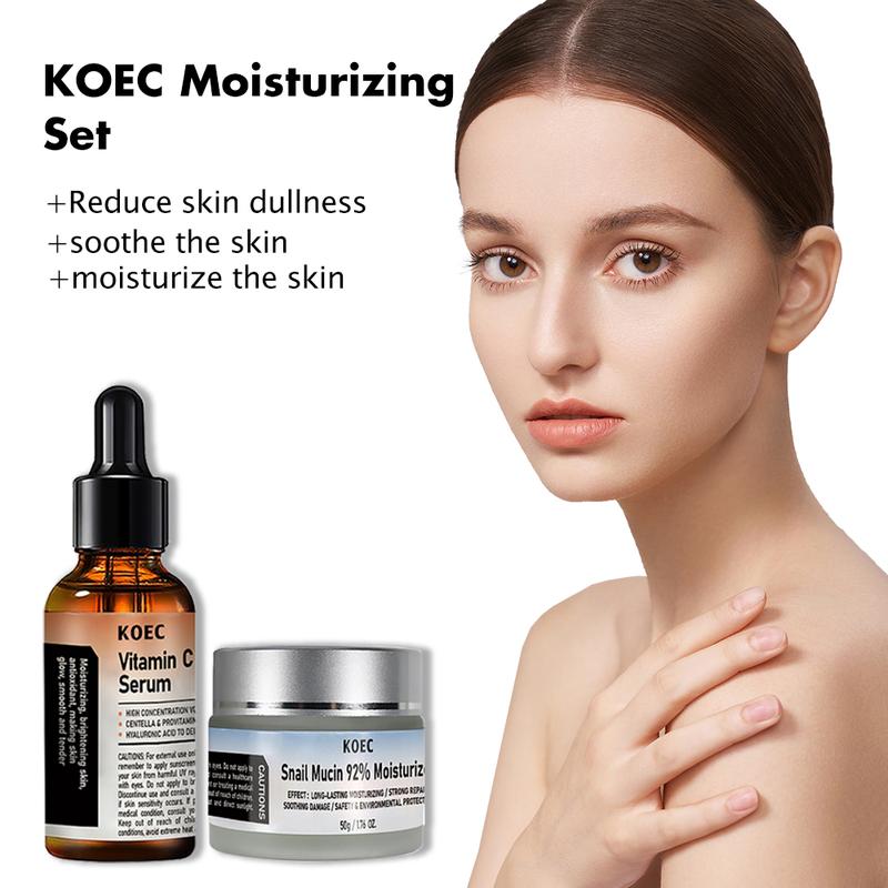 [KOEC Snail Mucin 92% Moisturizer and Vitamin C Facial Serum Essence) Ultimate Hydration and Nourishment for Radiant Skin Hydrating USA Skin Care Set Moisture Moisturizing Cream Gentle Hyaluronic Comfort resh cream philosophy Skin Repair serum Hydrate