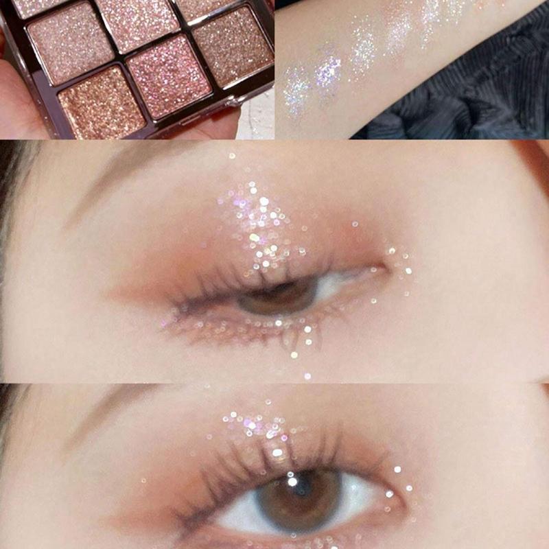 DIKALU 9-Color Eyeshadow Palette, Glitter Eye Shadow Powder Shimmer Eyeshadow Tray Shadow Palette