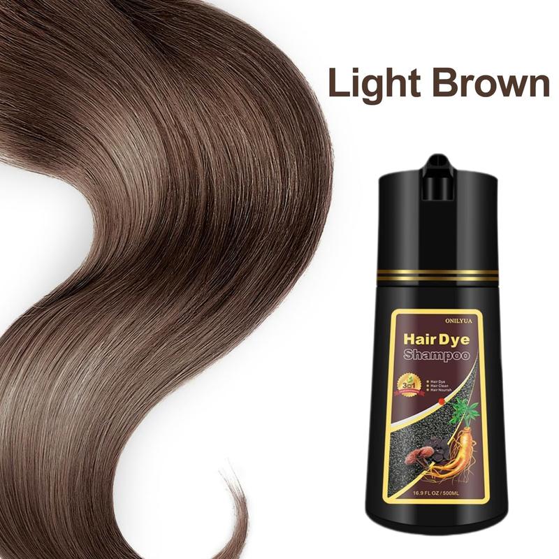 Instant Light Brown Hair Dye Shampoo - 3 in 1 Long Lasting Hair Dye for Women & Men,Natural Herbal Ingredient, Easy to Use ,Haircare  16.90 Fl OZ Bowl