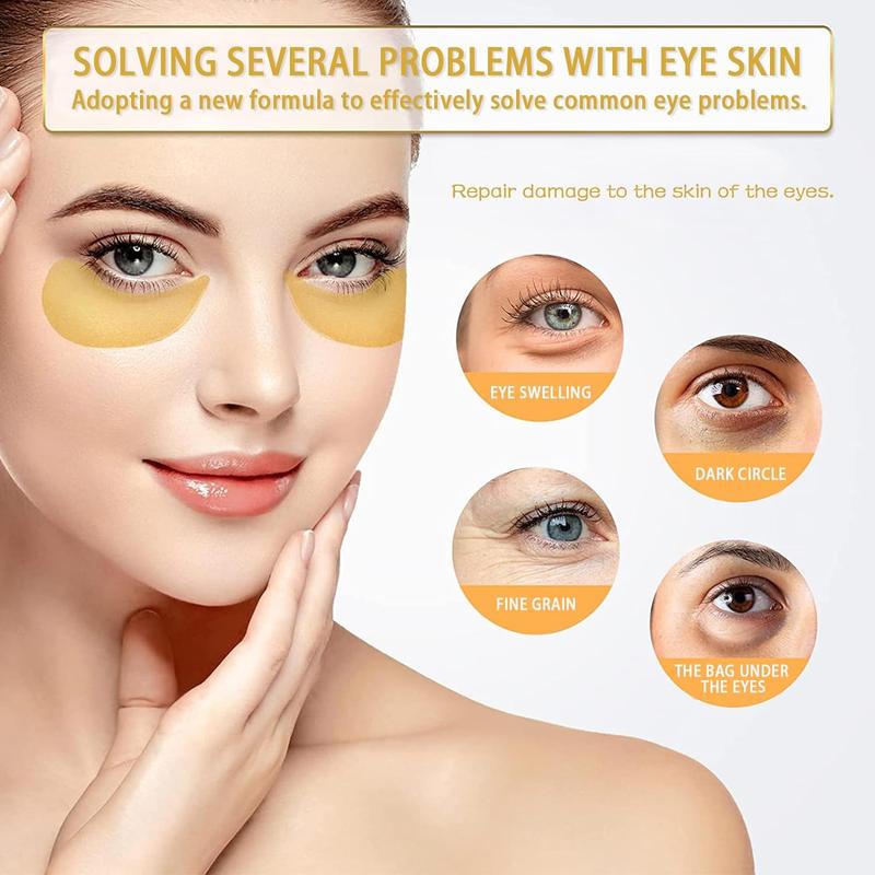 Luxurious Golden Eye Masks - Intensive Hydration & Pore Refinement, Firming Action, Fades Fine Lines, Banishes Dark Circles & Puffiness, Ideal for Revitalizing Tired Eyes