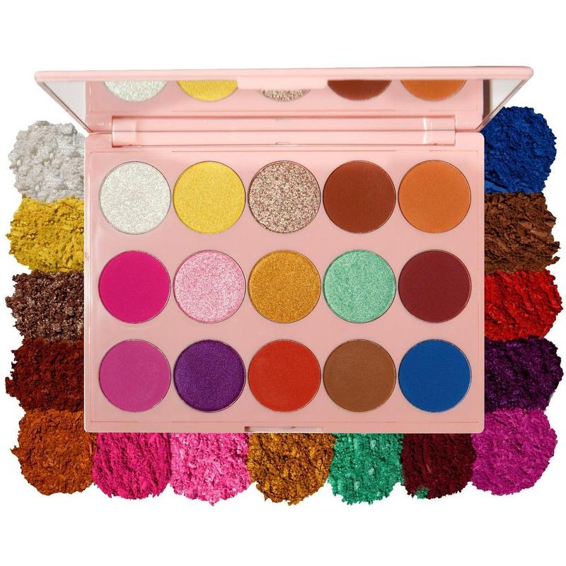 KimChi Chic Happy Eyeshadow Makeup Palette - 15 Pressed Matte and Shimmery Color Shades, Cosmetic Makeup