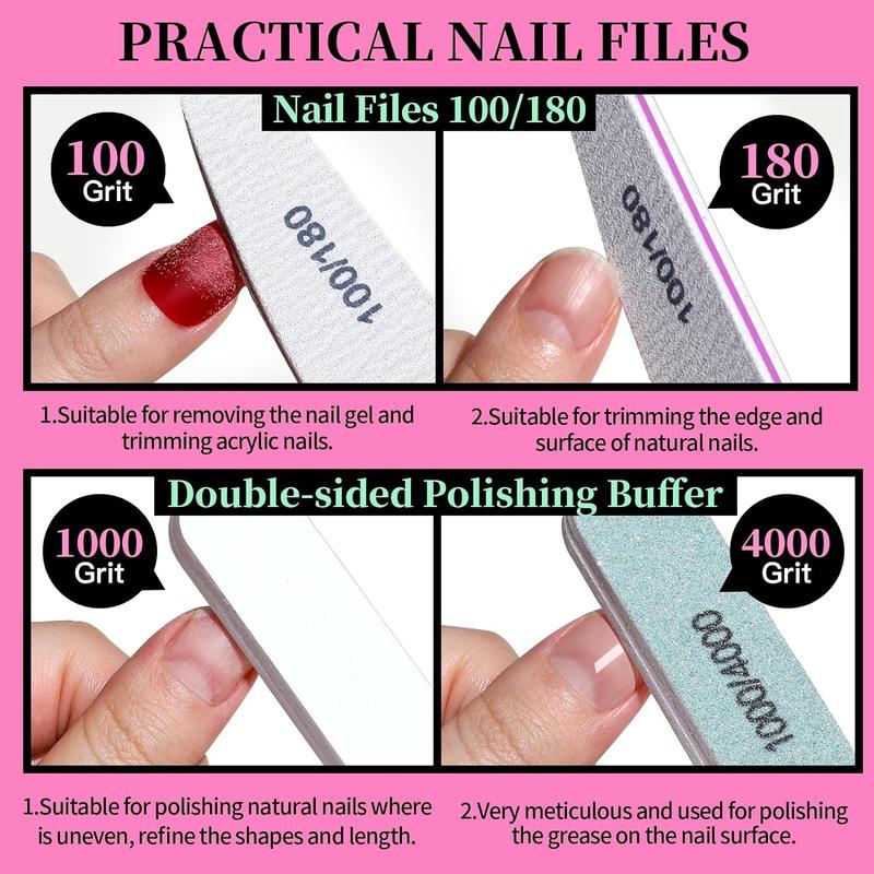 Nail Care Tool Kit, Nail Files 100 180, Nail Buffer Block, Cuticle Nippers, Cuticle Trimmer, Cuticle Pusher, Nail Lifter for Ingrown Toenails, Nail Tools, Nail Kit, Pedicure & Manicure Tools