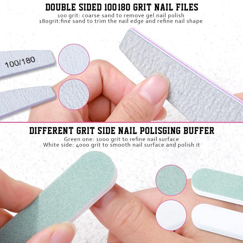 FANDAMEI Nail Buffers and Files, Manicure Tools Kit with 3PCS Nail File, 2PCS Nail Buffer, Rectangular Nail Buffer Block, Cuticle Nippers, Cuticle Pusher, Cuticle Peeler. Cuticle Oil and Nail Brush.