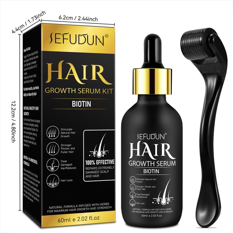 Minoxidil Hair Strengthening Serum with Microneedle Roller, Natural Formula Gentle and Not Irritatin, Hair Care & Styling Product for Boys and Girls