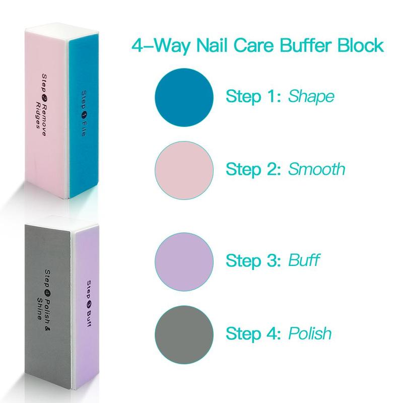 Nail Shine Buffer Smoothing Block Kit, 6 Counts 4-way Nail Shiny Polisher for Natural Nails, Professional Manicure & Pedicure Tools