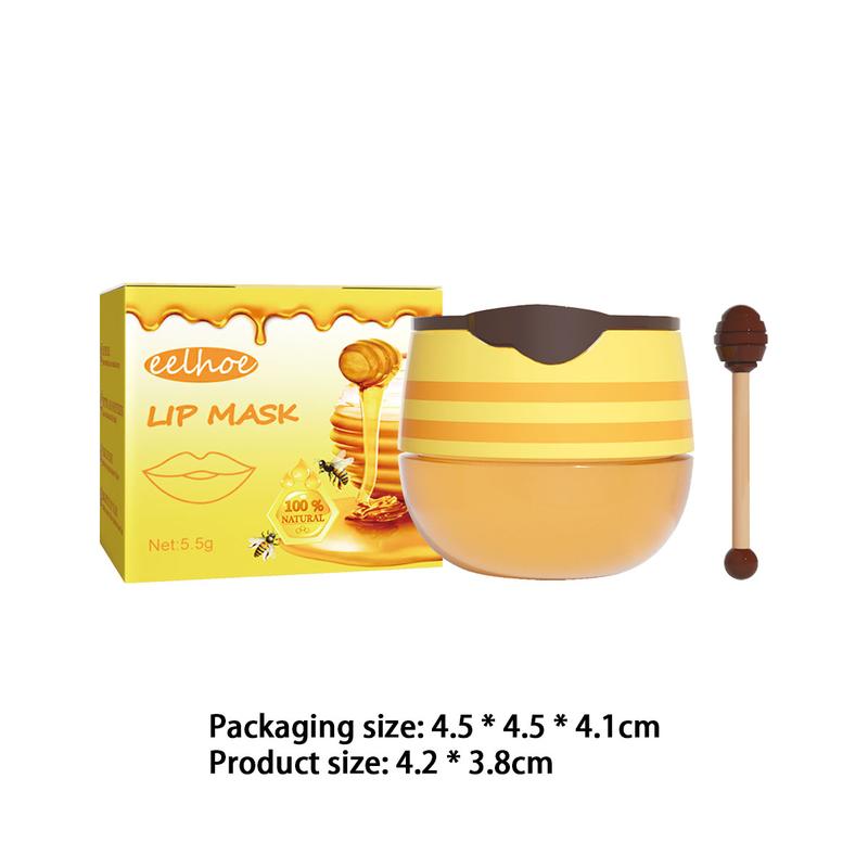 Honey Pot Bee Balm Lip Balm with Honey Spoon, [EELHOE ] Honey Pot Lip Balm Sleeping Lip Balm with Brush, Moisturising and Prevents Dry and Cracked Lips Peeling (Pack of 1) Gift Moisture Lip Care Moisturizing Daily