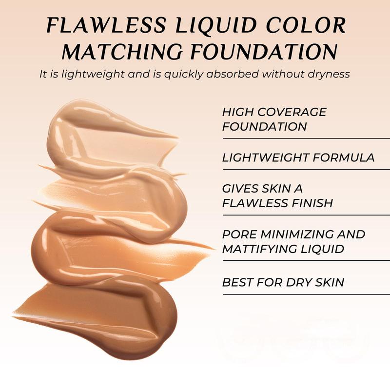 Color Changing Liquid Foundation, Long Lasting Moisturizing Foundation, Full Coverage Flawless Makeup Cream, Makeup Product for Women & Girls, Christmas Gift