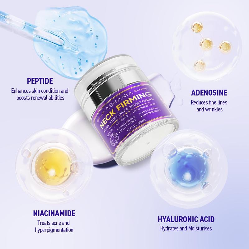 Neck Firming Cream: Korean Skin Care Skin Tightening Cream Moisturizer Face and Neck Lift Tightening with Hyaluronic Acid & Peptide & Adenosine & Advanced Formula 1.7 fl oz