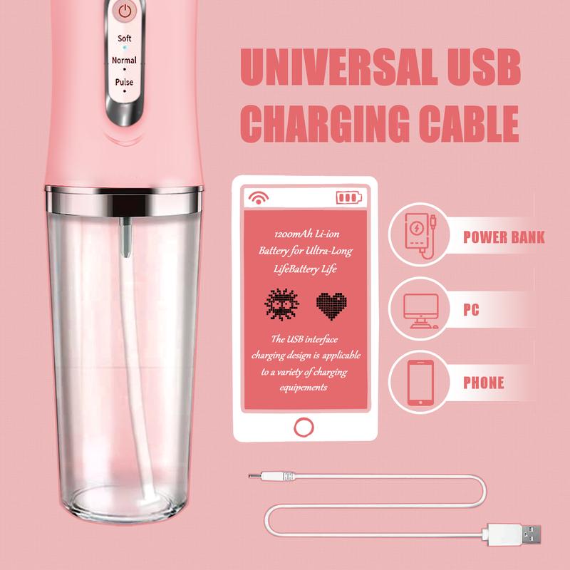 ETHME Rechargeable Pink Burst Water Flosser Portable Teeth Cleanser for Braces,Oral Dental Irrigator Gifts  Upgraded Cordless Waterproof Cleaning Tool