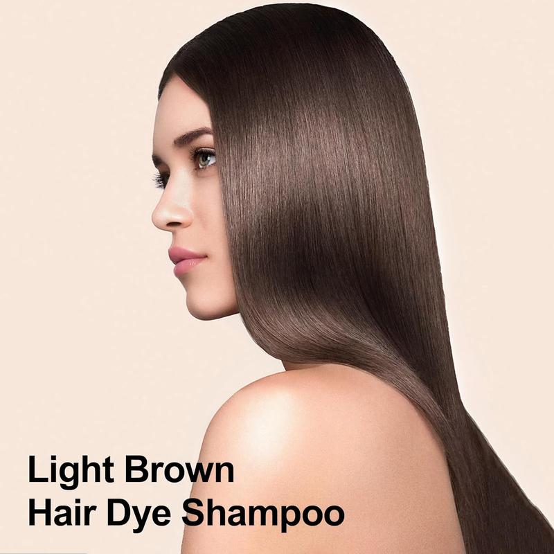 Instant Light Brown Hair Dye Shampoo - 3 in 1 Long Lasting Hair Dye for Women & Men,Natural Herbal Ingredient, Easy to Use ,Haircare  16.90 Fl OZ Bowl