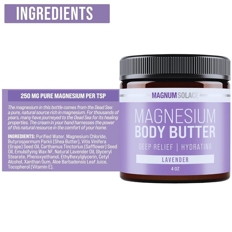 Magnesium Body Butter - Nighttime Magnesium Cream - Lightly Scented (Lavender) Body Care Lotions Comfort Skin Repair