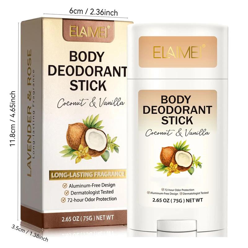 Coconut & Vanilla Scented Body Deodorant Stick, 1 Count Body Deodorant Stick for Women and Men, Fragrance Body Care Product