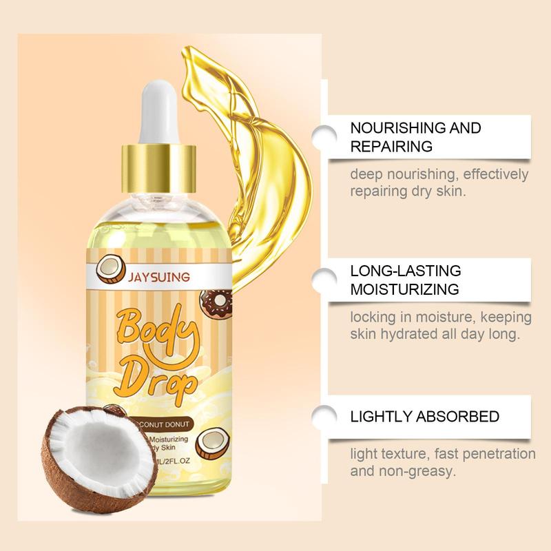 Coconut Donut Body Care Oil, Moisturizing Body Massage Oil, Hydrating Body Care Oil for Women & Men, Body Care Product for Daily Use