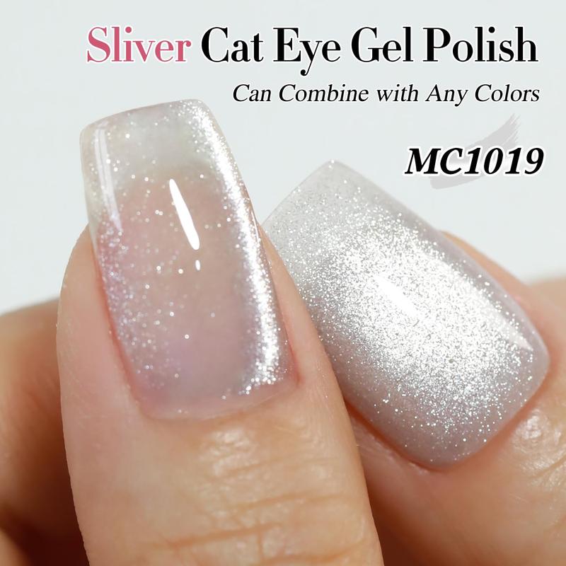 0.5 OZ Cat Eye Gel Polish with Magnet 15ML Holographic Glitter Shimmer Translucent Jelly Color Magnetic Nail Polish Salon DIY at Home (MC1019)