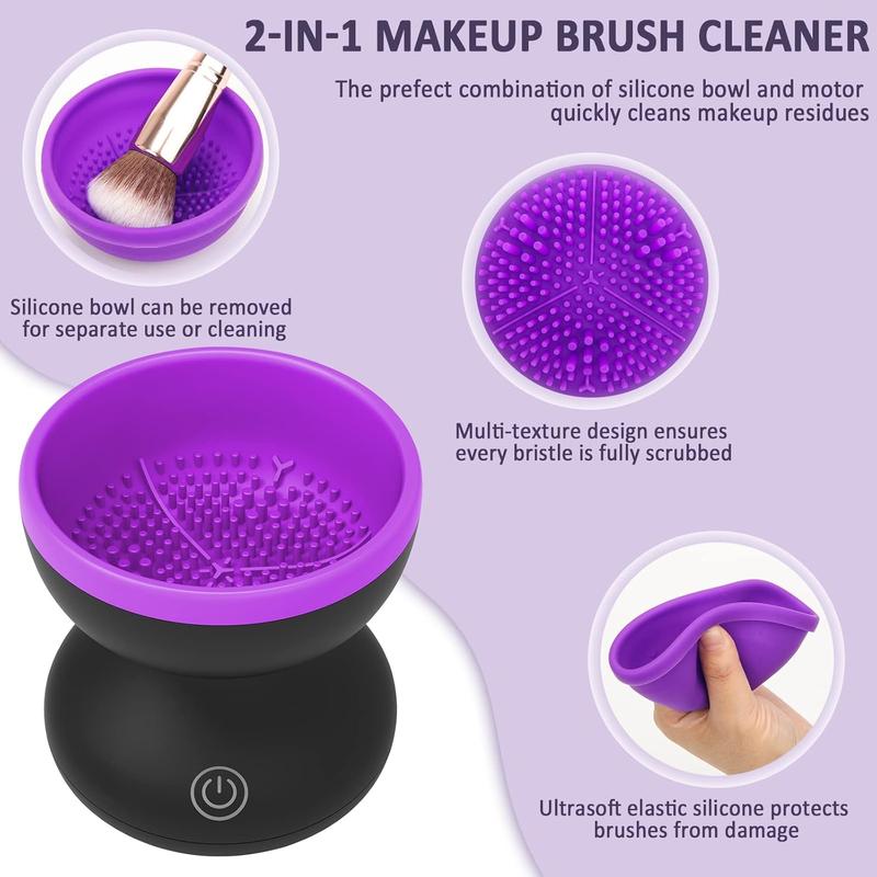 Electric Makeup Brush Cleaner- Make Up Brush Cleaner Machine for Portable Automatic USB Cosmetic Brush Cleaner Tools, Brush Cleaner Spinner for All Size Beauty Makeup Brushes