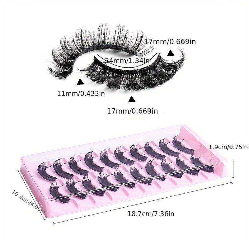 Cosmetic Supplies, Thick Curly Makeup Dramatic False Eyelashes, 10 Pairs Natural Curling Strip Lashes for Daily Use, Full Volume Eyelash for Eyelashes Extensions for Party Festival Stage Makeup Use, Fall Gift  for Panther Makeup, Christmas Gift