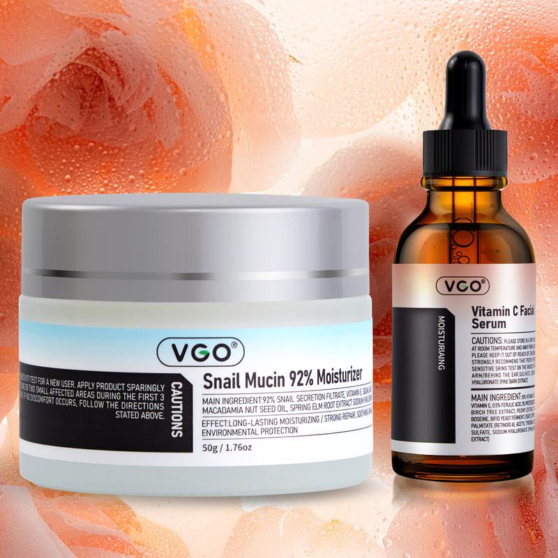 VGO-Vitamin C Serum, Moisturizer, and Facial Cleanser Set Cleansing Moisturizing Suitable for sensitive skinLive Skincare Radiance Comfort Skin Repair Revitalizing Experience Skincare Comfort Skin Repair Cleanser Daily Facial Serum Pack vitaminac facial