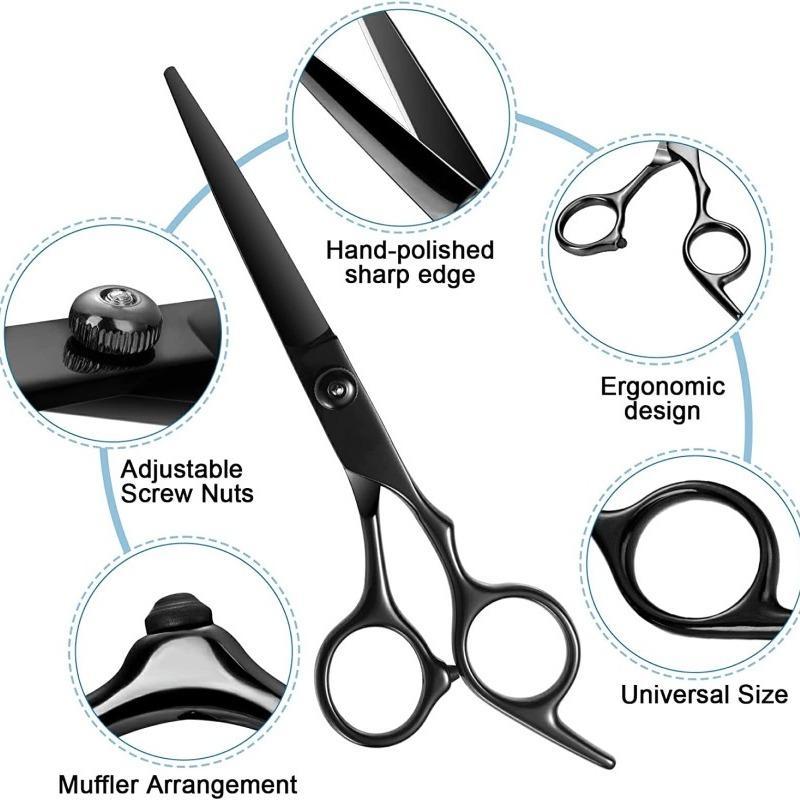 Hair Cutting Scissors Kit, 6 Counts set Professional Haircutting Tool Accessories, New Craftsmanship Shears & Tool Set for Salon & Home, Barber Equipment, Barber Scissors, Clippers for Men