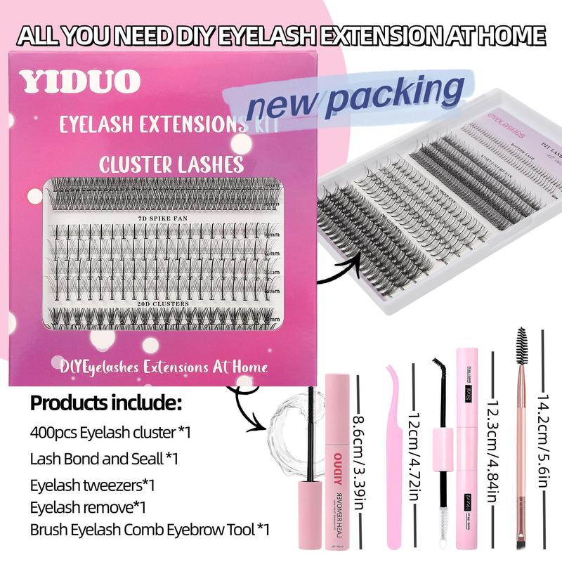 Individual Lashes Kit, 1 Box DIY Lash Extensions Eyelashes with Tweezers & Bond & Seal and Lash Remover, Curly Fake Lashes Set for Women Makeup, Lash Clusters, Lashes Extension Kit, Makeup Set, Christmas, Christmas Gift