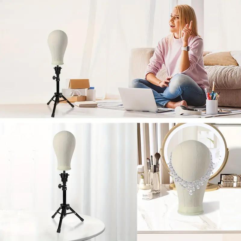 Adjustable Hair Model Tripod, 1 Count Hair Model Tripod Stands, Wig Stand Tripod, Heatless Styling Tools Suitable for Beauty, Hair Training and Canvas Frame