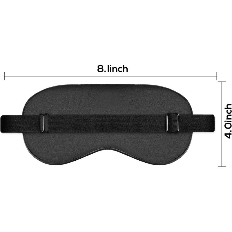 Sleep Mask Silk Eye Cover, Adjustable Soft Eye Mask Blindfold for -Free Sleeping and Napping, Machine Washable - Black Gift Smooth