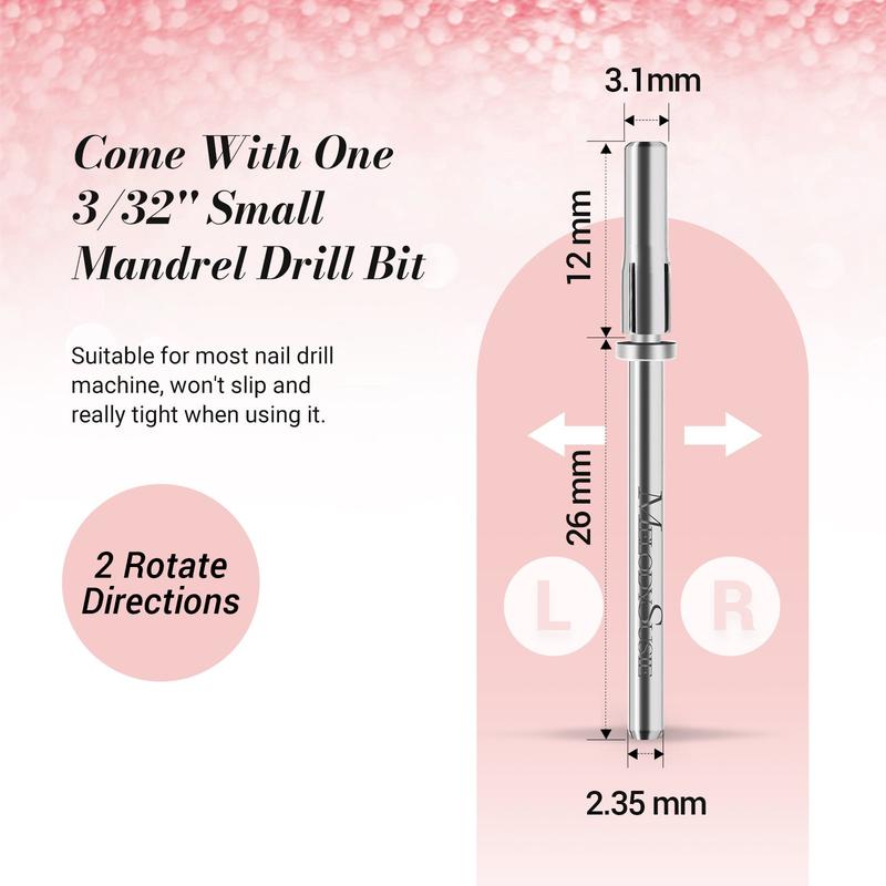 MelodySusie 50 Pcs Nail Drill Bits Small Sanding Bands with 3.1mm Mandrel Bit, 120 Medium Grit Nail File for Acrylic Nails Gel Nail Care