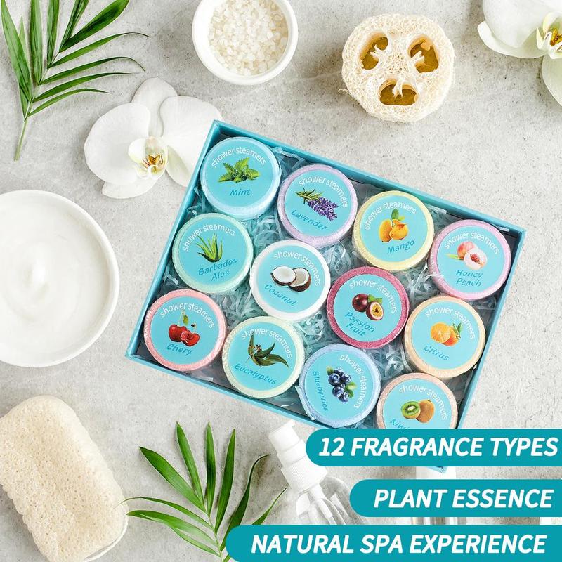 Aromatherapy Shower Steamers, 12pcs box Mint Eucalyptus Scent Shower Bombs, Relaxation Birthday Gifts for Women Men