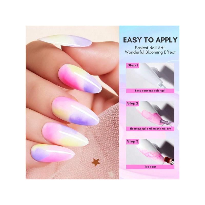 Makartt 15ml Clear Blooming Gel - UV LED Soak-Off Nail Art Polish for Marble Effect | DIY Color Flower Watercolor Magic for Fall Nail Designs & Halloween Decor Manicure Nail Care Nail Polish Gift Salon Stripe Cosmetic Cutics Acrylic