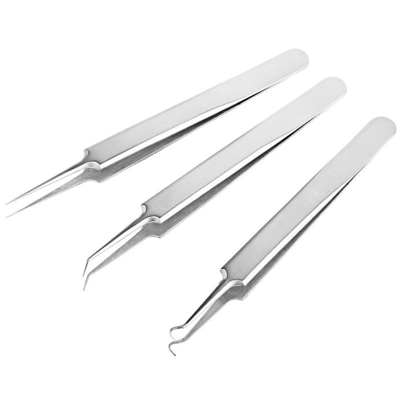 Stainless Steel Blackhead Remover Tweezers, 3 Counts set Facial Deep Cleansing Tool, Professional Skincare Tools for Women & Men