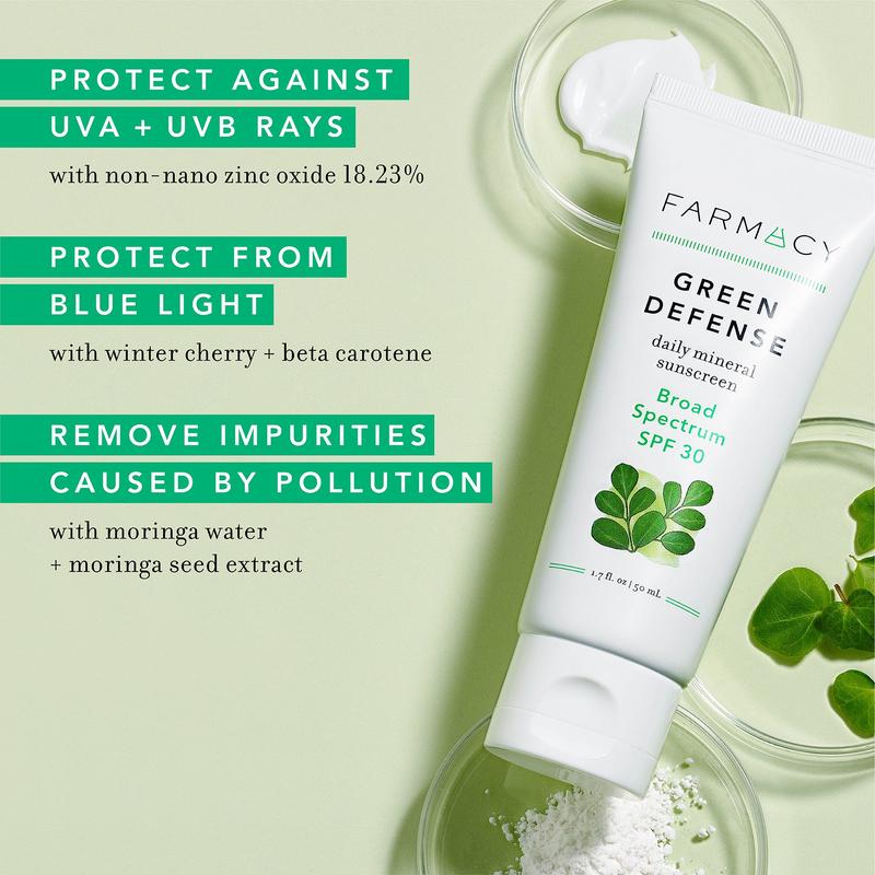 Farmacy Green Defense SPF30 Broad Spectrum Mineral Sunscreen with Zinc Oxide & Natural Antioxidants